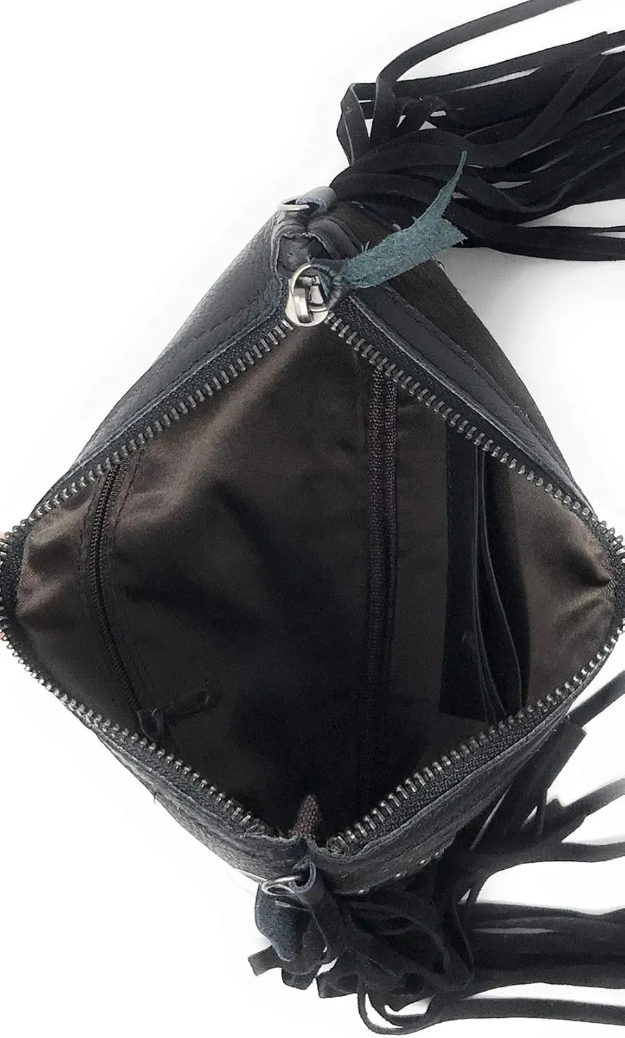 Texas West Handcrafted Genuine Leather Western Cowhide Womens Fringe Clutch Crossbody Bag in 2 Colors