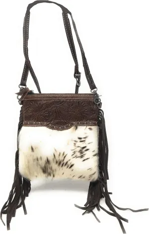Texas West Handcrafted Genuine Leather Western Cowhide Womens Fringe Clutch Crossbody Bag in 2 Colors