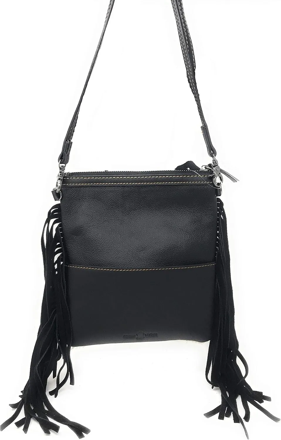 Texas West Western Genuine Leather Cowhide Fur Fringe Womens Crossbody Bag in 3 Colors. Cow fur may vary.