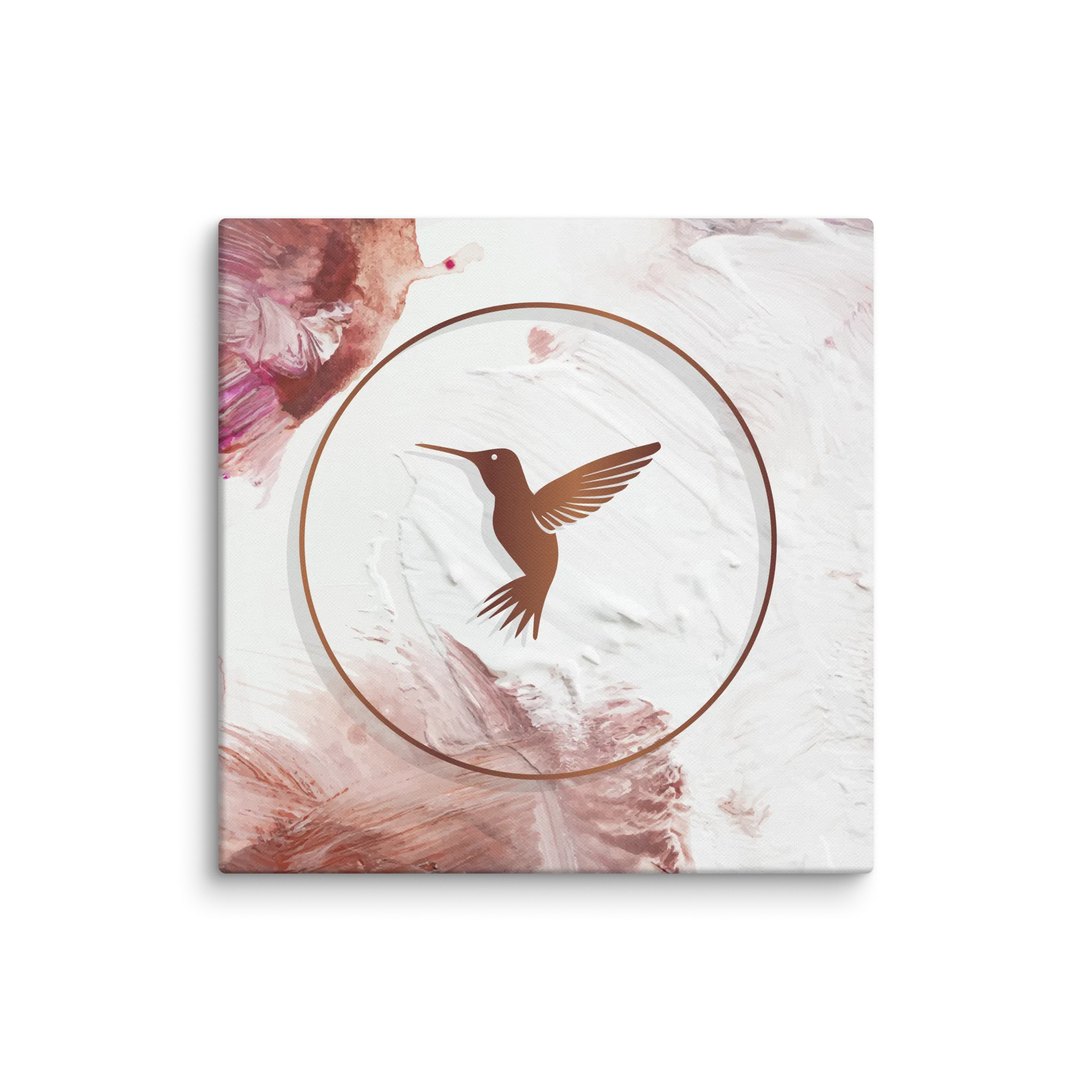Textured Blush Paint and Bronze Hummingbird Canvas Print