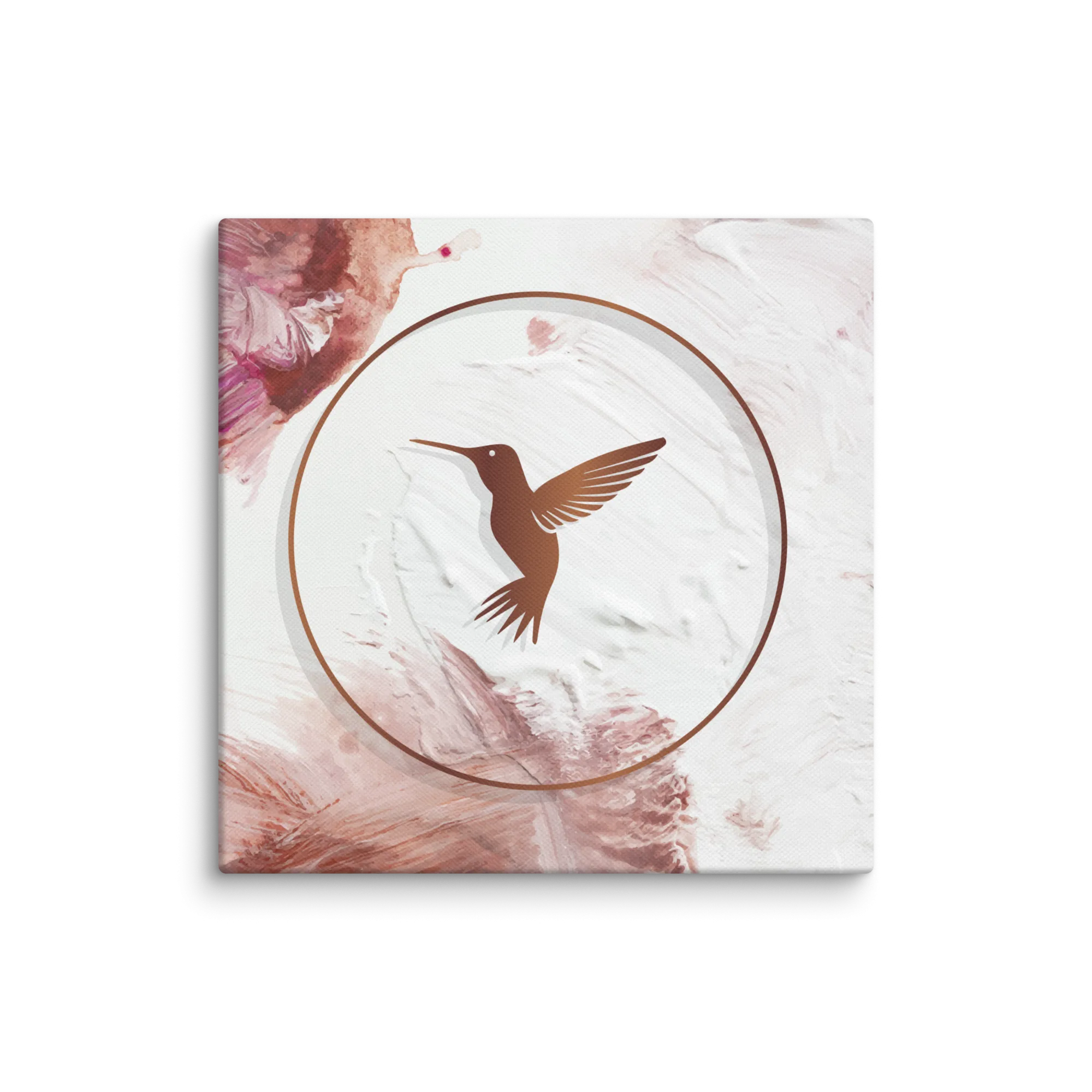Textured Blush Paint and Bronze Hummingbird Canvas Print