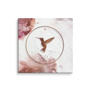 Textured Blush Paint and Bronze Hummingbird Canvas Print