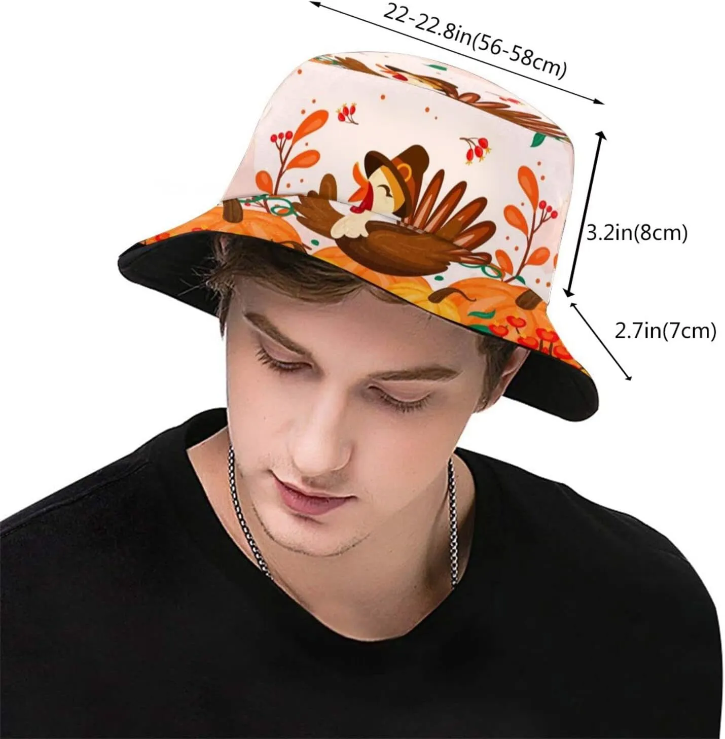 Thanksgiving Turkey Bucket Hat for Men Women Teens Packable Funny Turkey Sun Hats Fisherman Hat Cap