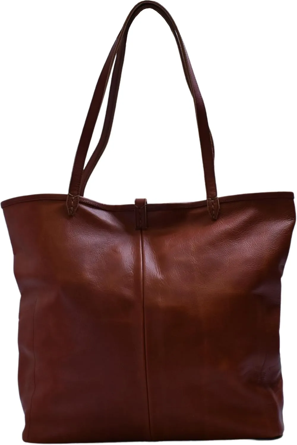 The Cecilia Tote: Leather Bag with Strap Closure - Handcrafted, 100% Genuine Leather