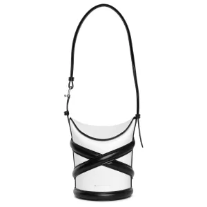 The Curve soft ivory and black bucket bag