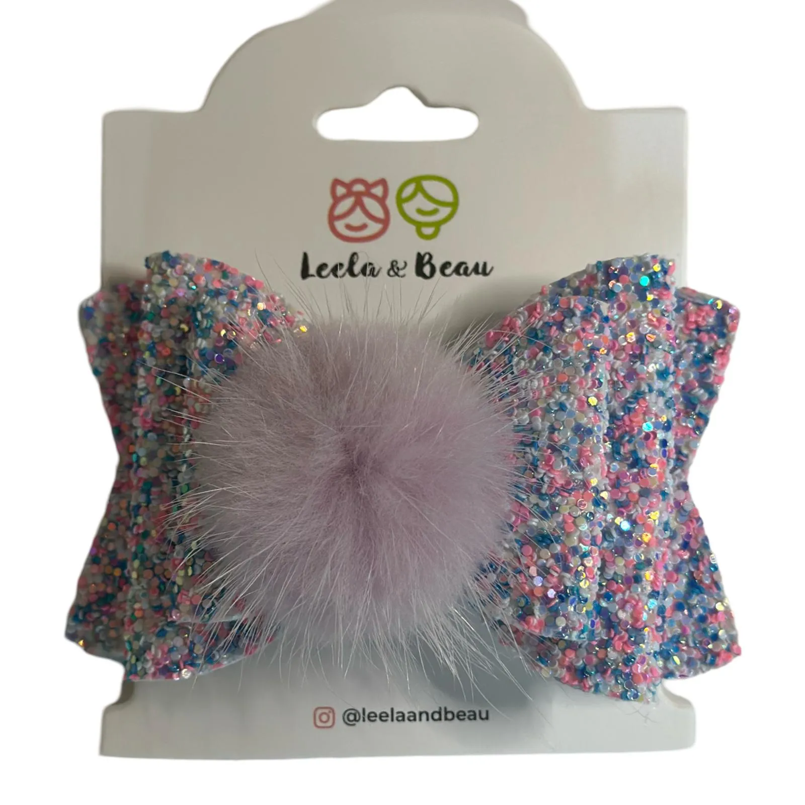 The Glitter Princess Bow with Pompom