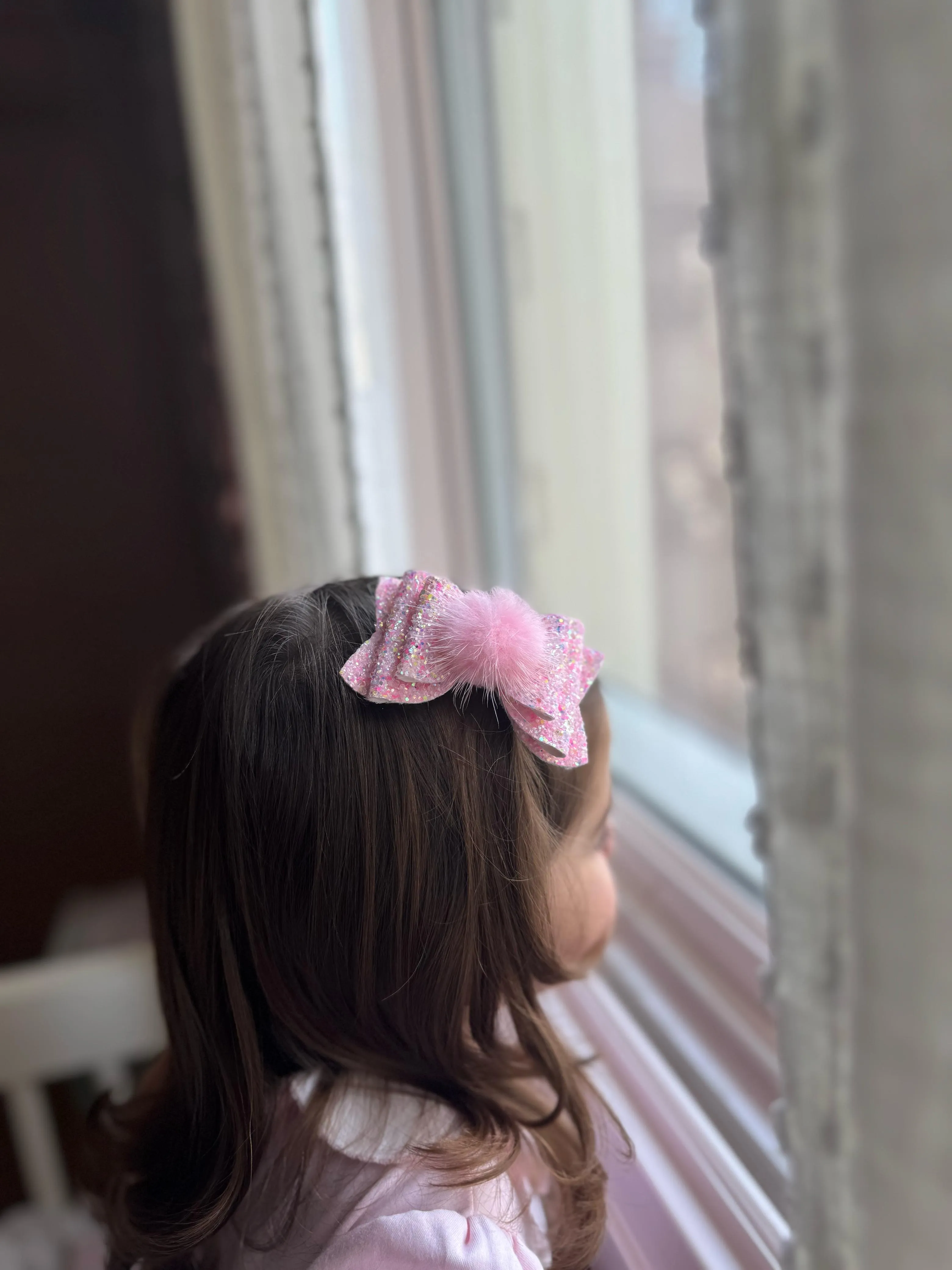 The Glitter Princess Bow with Pompom