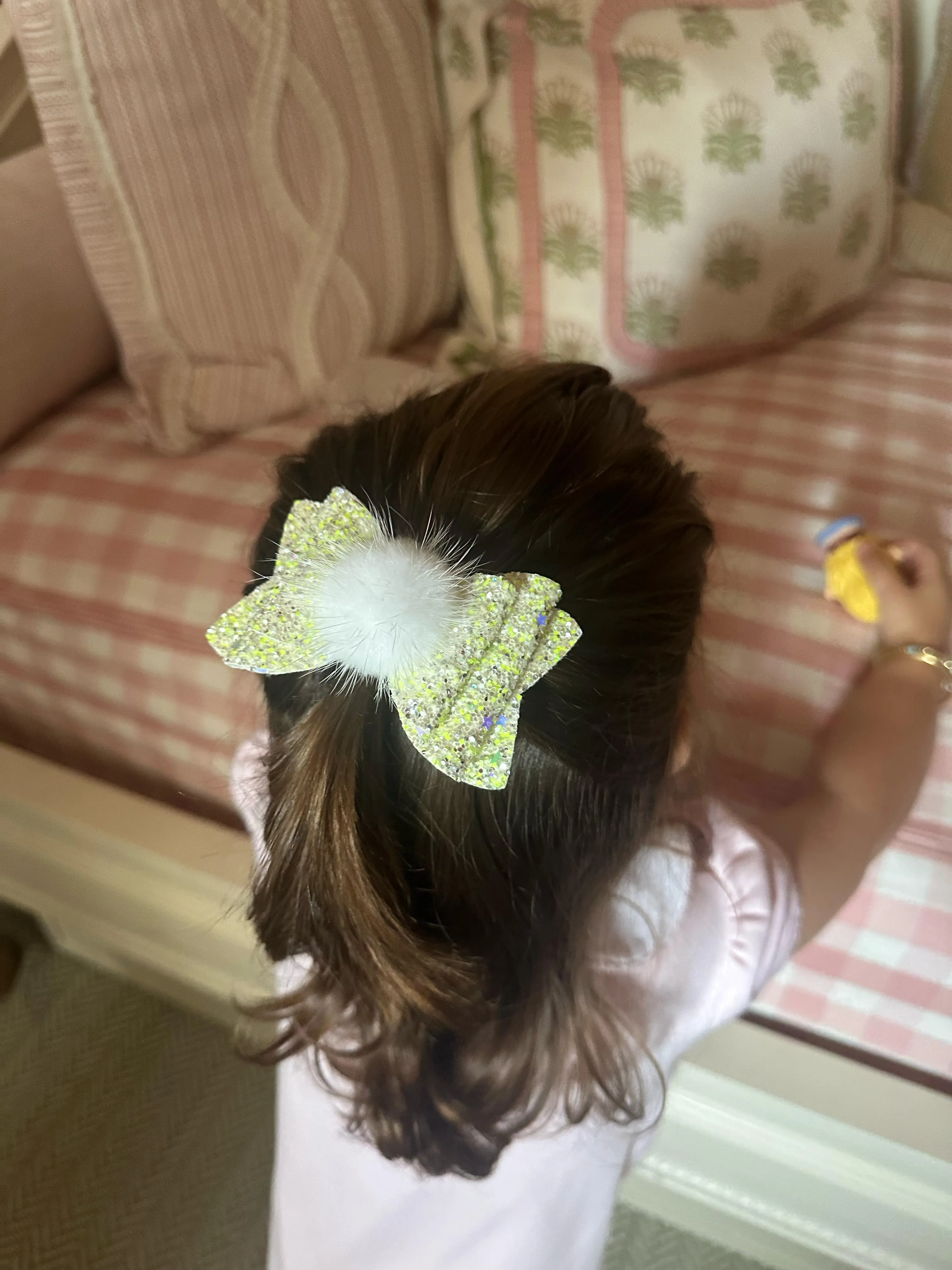 The Glitter Princess Bow with Pompom
