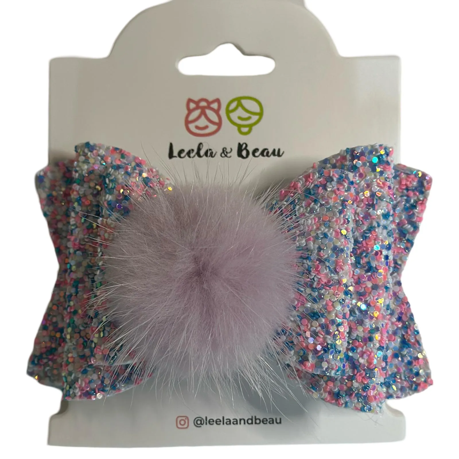 The Glitter Princess Bow with Pompom