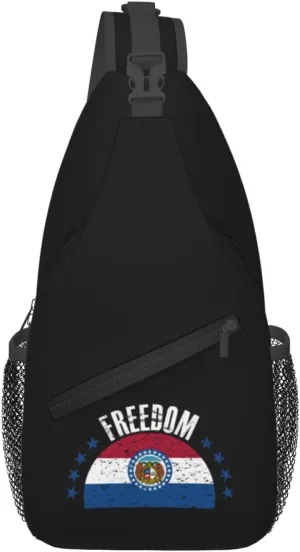 The Missouri Flag And Freedom Crossbody Bags For Women Men Chest Backpack Gym Shoulder Bag Travel Outdoor Sports Casual Crossbody Bags