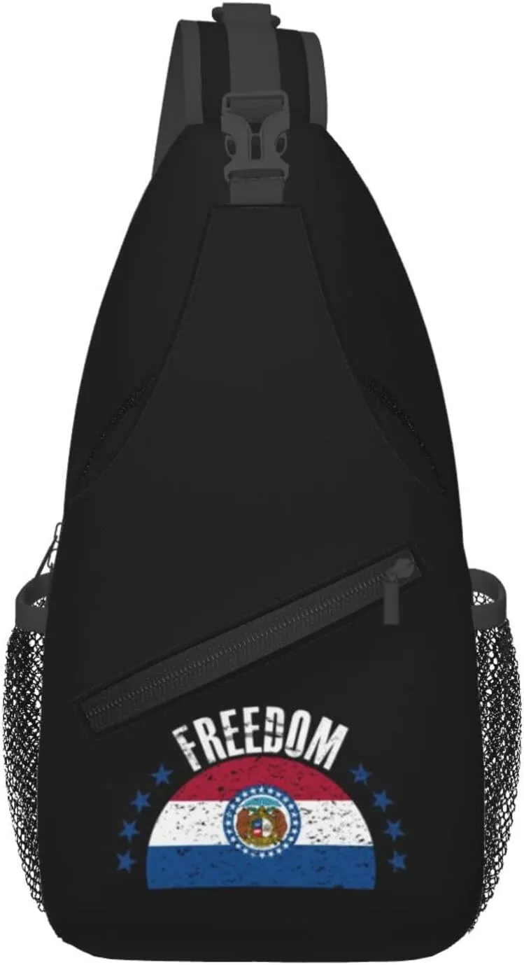 The Missouri Flag And Freedom Crossbody Bags For Women Men Chest Backpack Gym Shoulder Bag Travel Outdoor Sports Casual Crossbody Bags