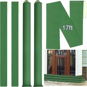 Threan 2 Pcs Long Canvas Sandbags Flood Protection Thickened Reusable Sand Bags Rain Wind Flood Barrier with Elastic Band Water Barrier Tube for Door Rain Water Control, Green (17ft)