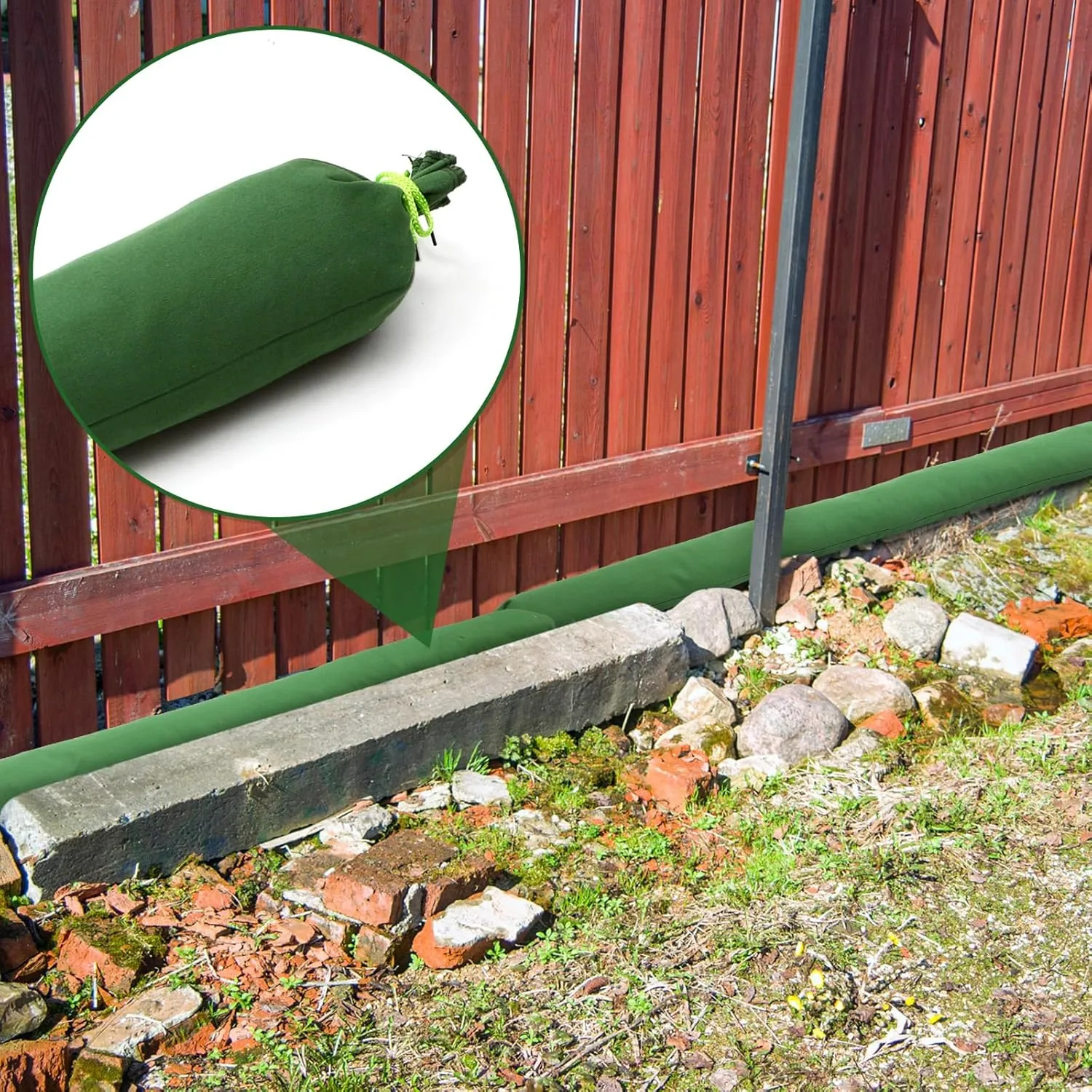 Threan 2 Pcs Long Canvas Sandbags Flood Protection Thickened Reusable Sand Bags Rain Wind Flood Barrier with Elastic Band Water Barrier Tube for Door Rain Water Control, Green (17ft)