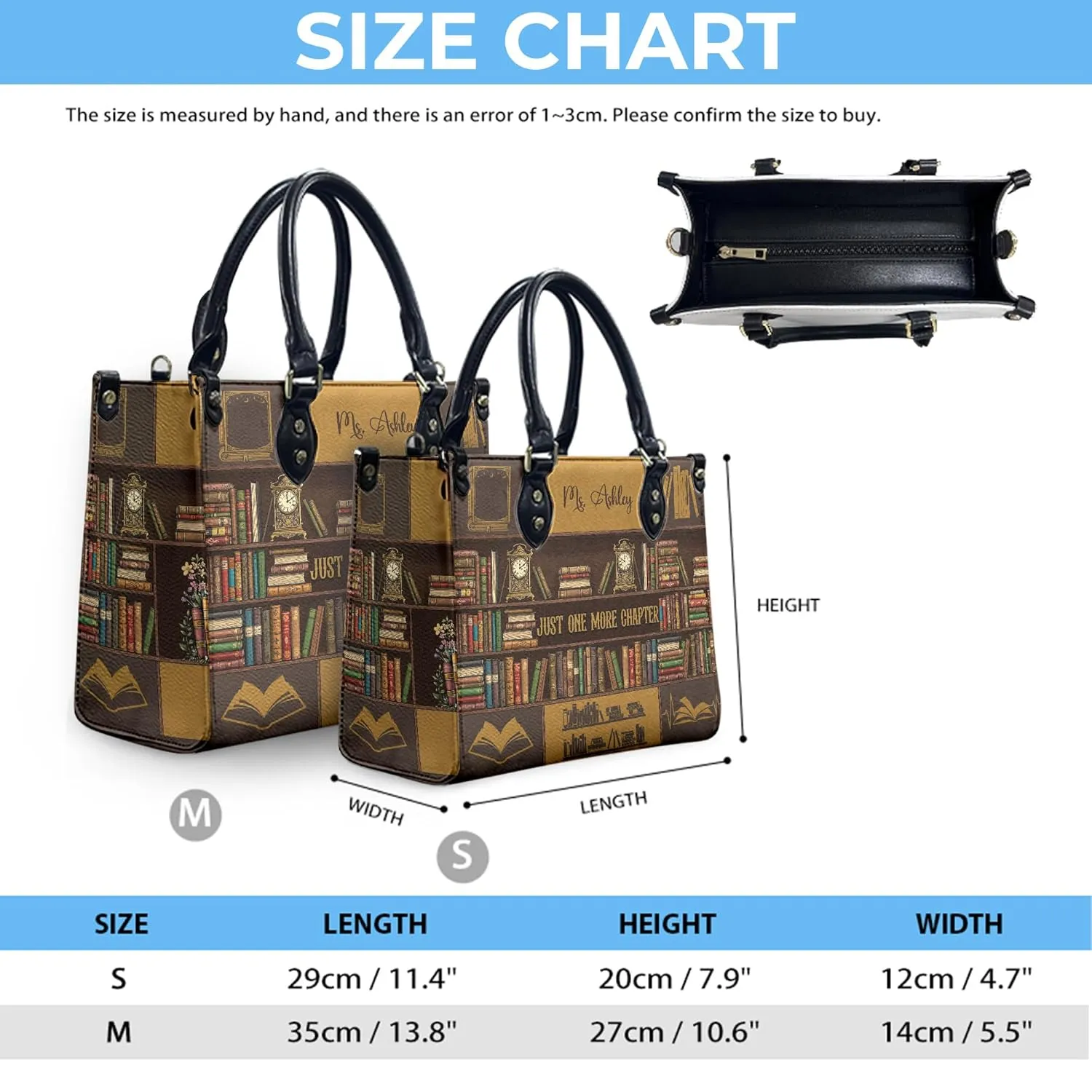 THUYPT Personalized Book Lover Leather Bag, Leather Handbags For Bookworms, Gift for Reading Lover, Handbags with Ziplock, Bags For Women Book Lover Gifts (01)