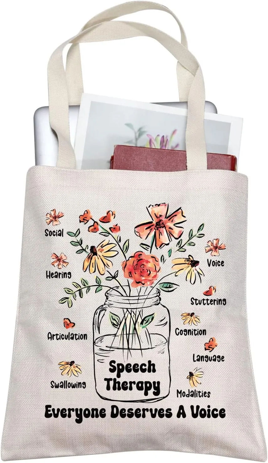 TOBGBE Speech Therapy Tote Bag - SLP & OT Graduation Gift - Appreciation Gift for Speech Language Pathologist