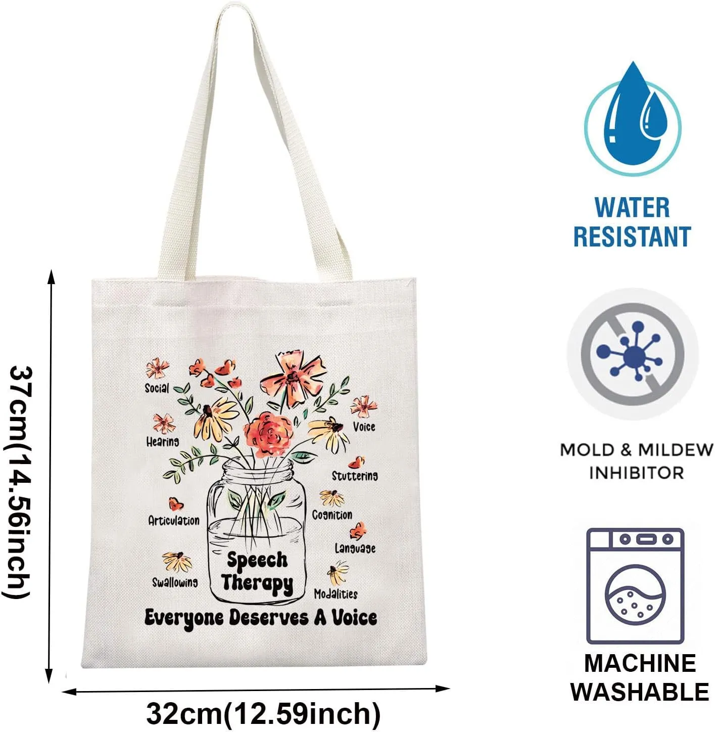 TOBGBE Speech Therapy Tote Bag - SLP & OT Graduation Gift - Appreciation Gift for Speech Language Pathologist