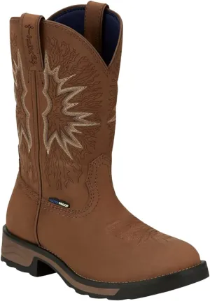 Tony Lama Men's Boom Saddle Cowhide Pull On Soft Western Work Boot Round Toe Tan 9.5 EE