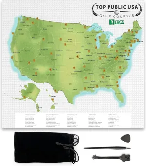 Top Public Golf Course in Each State Golf Scratch Map - Scratch-Off Golf Print with Eye-Catching Red Flags - Golfing Wall Decor - Unique Poster Gift for Golfers (Updated June 2023)