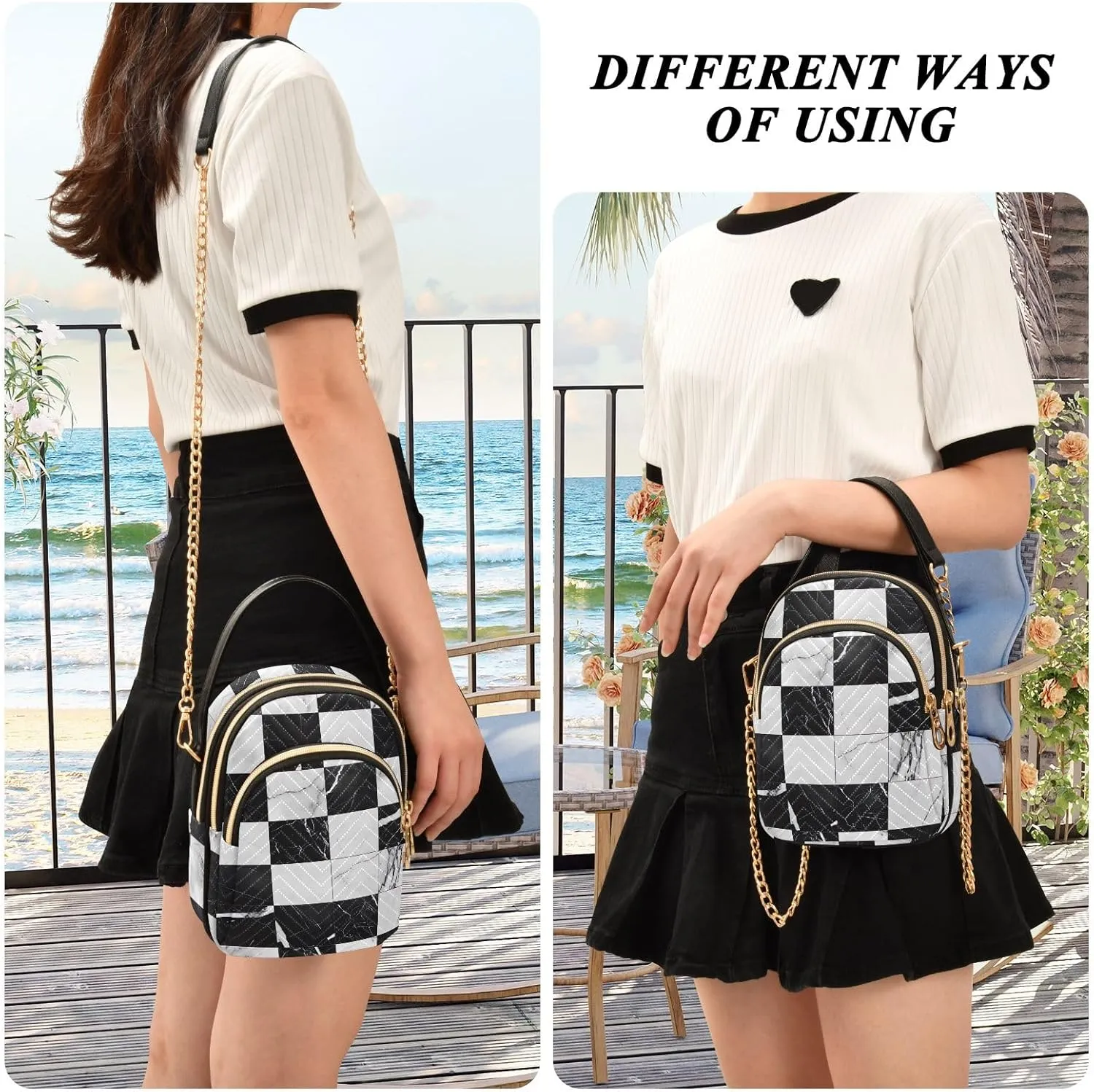 Top View of Beach with Sand Handbags for Women Crossbody Bag Shoulder Handbags