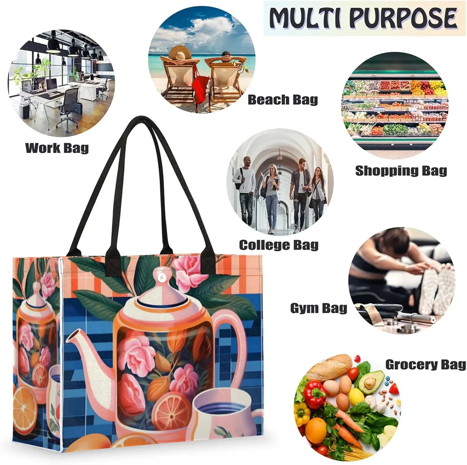Tote Bag for Women Reusable Canvas Shoulder Bag