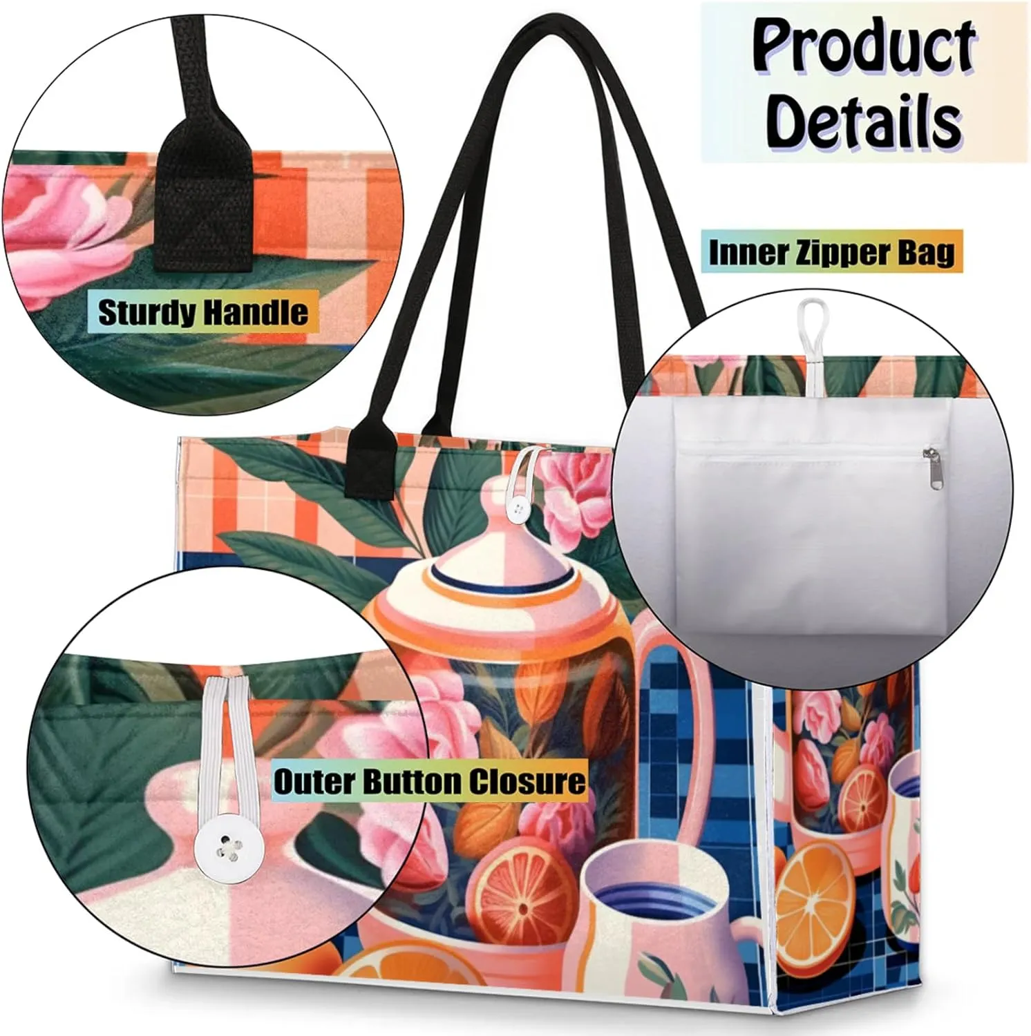 Tote Bag for Women Reusable Canvas Shoulder Bag