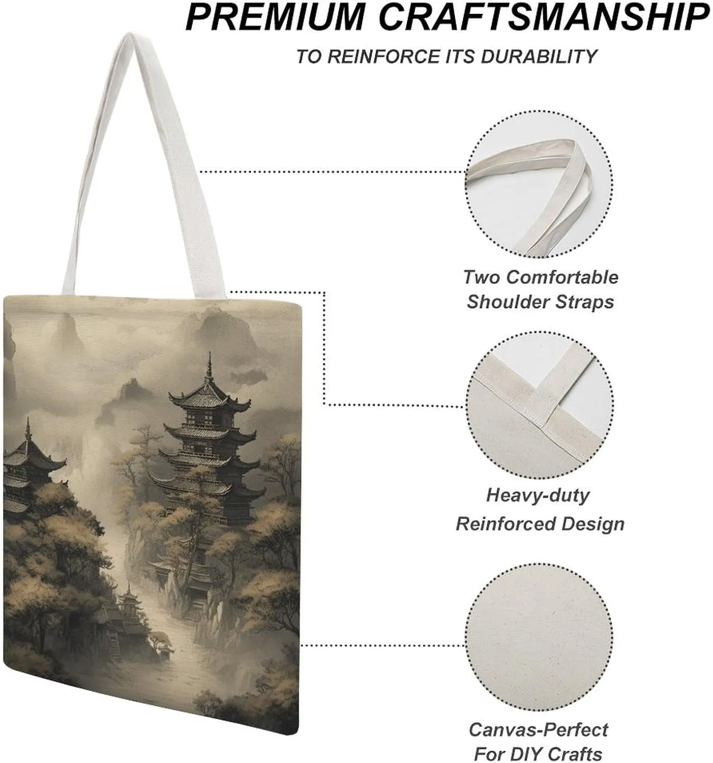 Tote Bag Reusable On Smooth Moss Grocery Bag Canvas Shopping Bag with Inner Pocket for Women