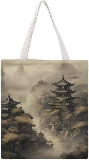 Tote Bag Reusable On Smooth Moss Grocery Bag Canvas Shopping Bag with Inner Pocket for Women