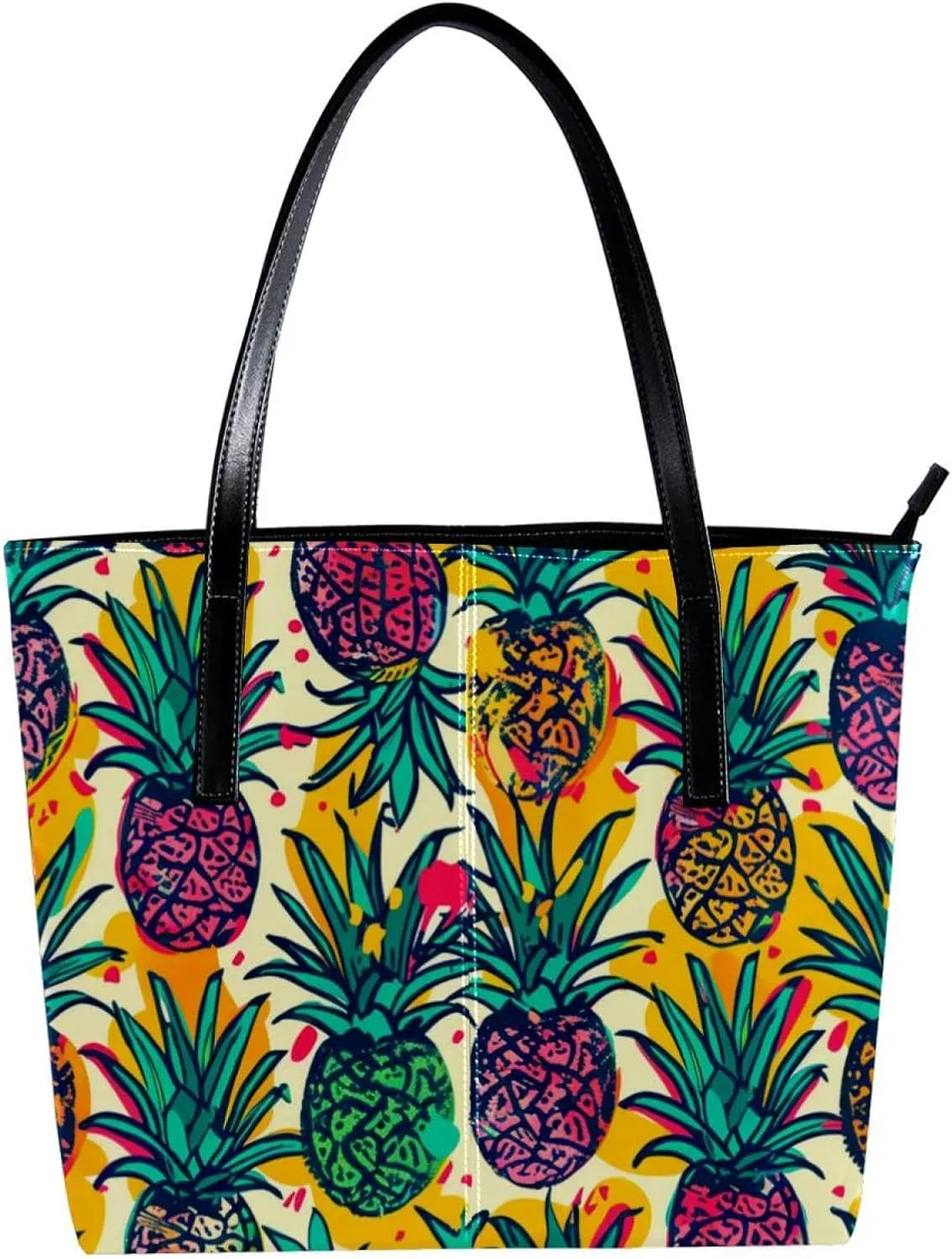 Tote Bags, Large Tote Bags for Women, Women's Tote Handbags, Tropical Pineapple Plam Leaves, Tote Bags for Women