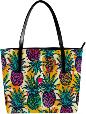 Tote Bags, Large Tote Bags for Women, Women's Tote Handbags, Tropical Pineapple Plam Leaves, Tote Bags for Women
