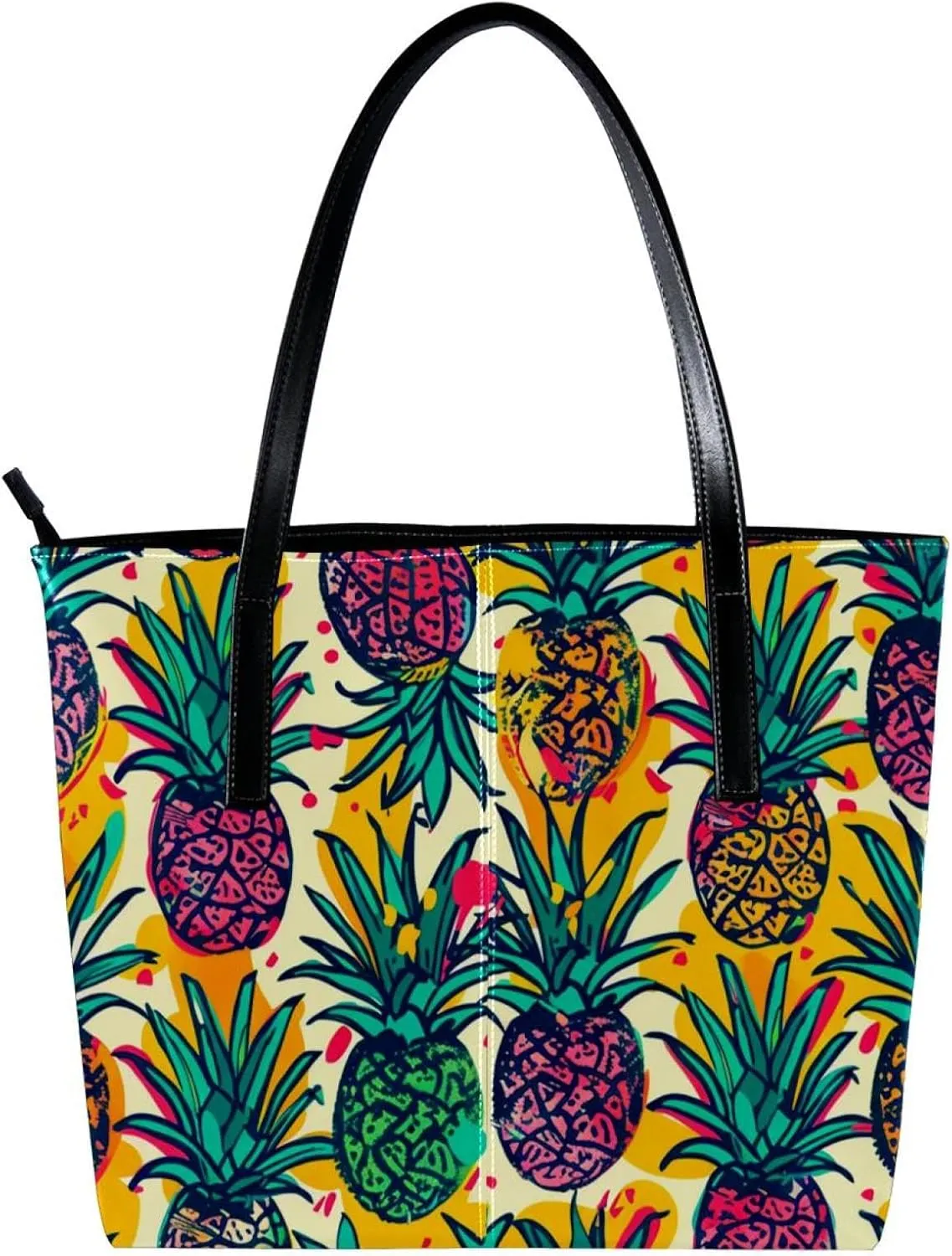 Tote Bags, Large Tote Bags for Women, Women's Tote Handbags, Tropical Pineapple Plam Leaves, Tote Bags for Women