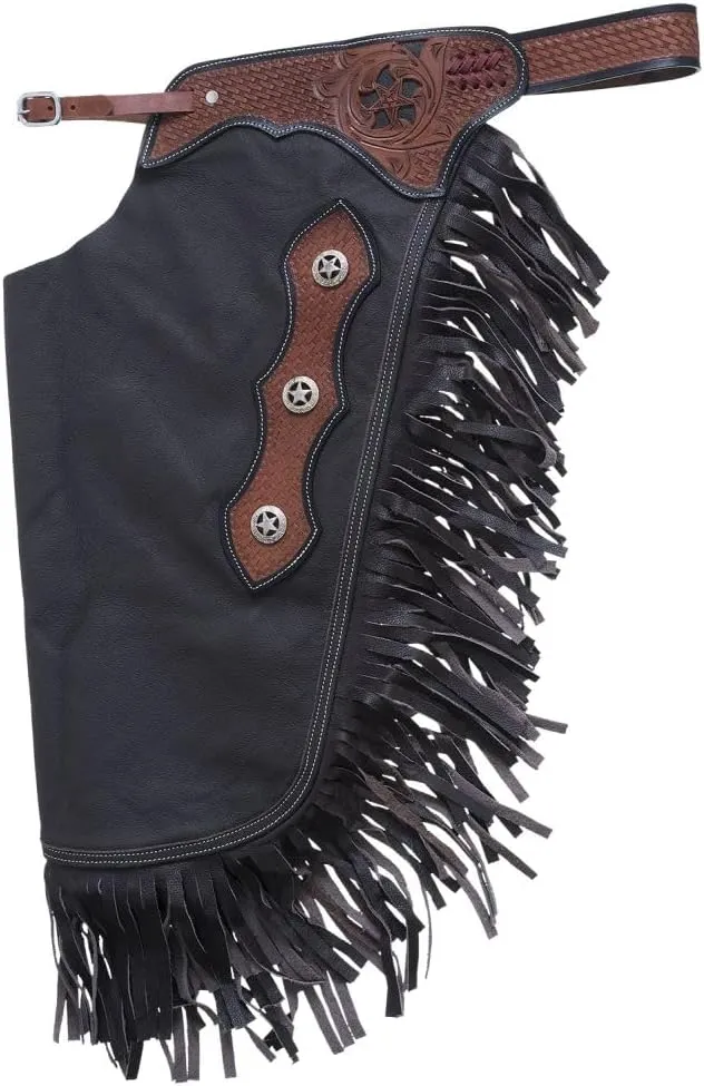 Tough 1 Premium Smooth Leather Chinks with Basketweave Filigree
