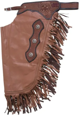 Tough 1 Premium Smooth Leather Chinks with Basketweave Filigree
