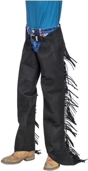 Tough 1 Synthetic Suede Youth Western Show Chaps L Black