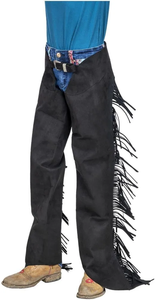 Tough 1 Synthetic Suede Youth Western Show Chaps L Black