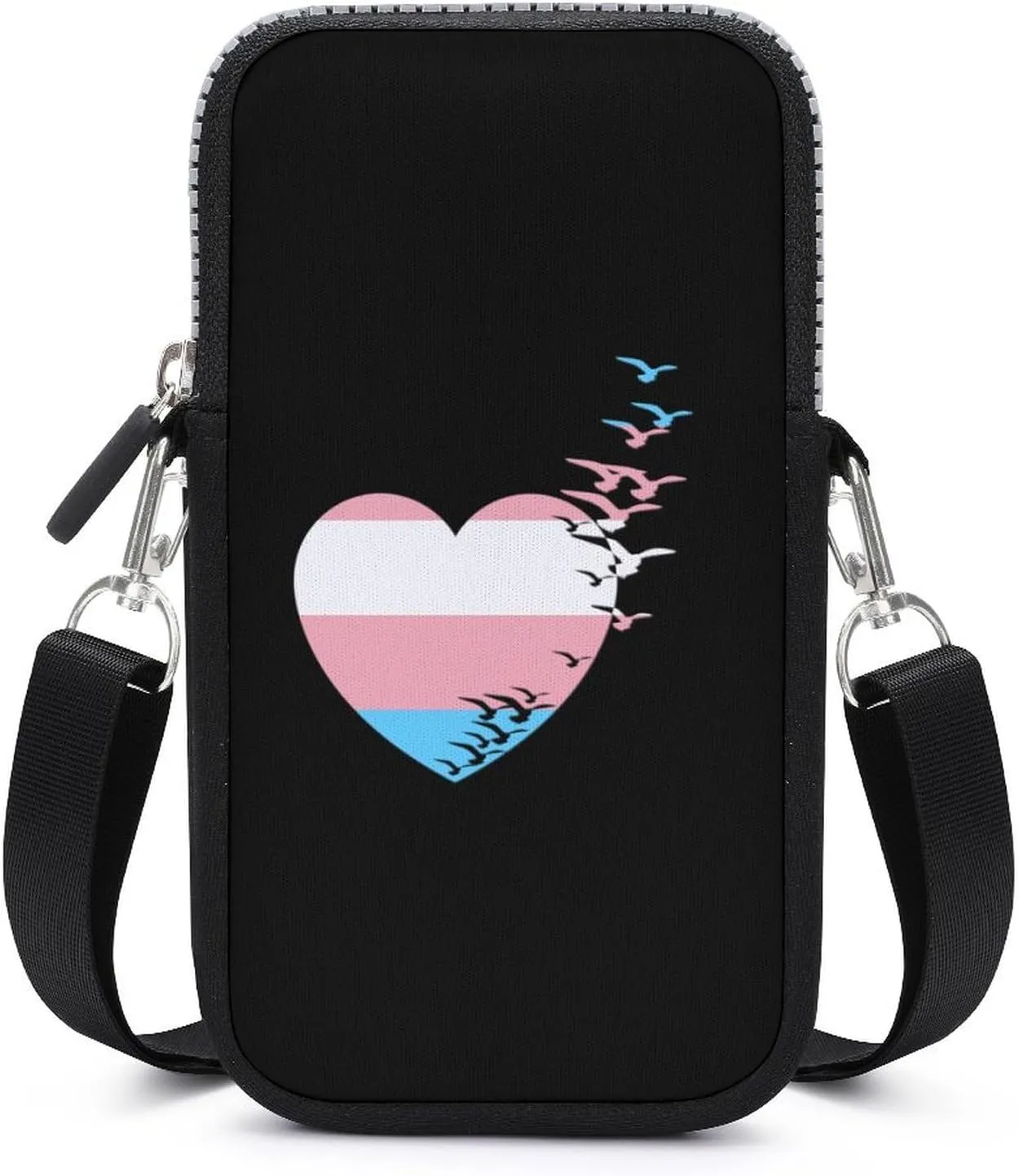 Transgender Heart Love Flag Sling Bag Anti Theft Small Crossbody Cell Phone Purse Bags for Women Men