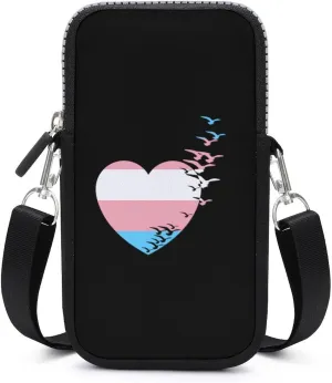 Transgender Heart Love Flag Sling Bag Anti Theft Small Crossbody Cell Phone Purse Bags for Women Men