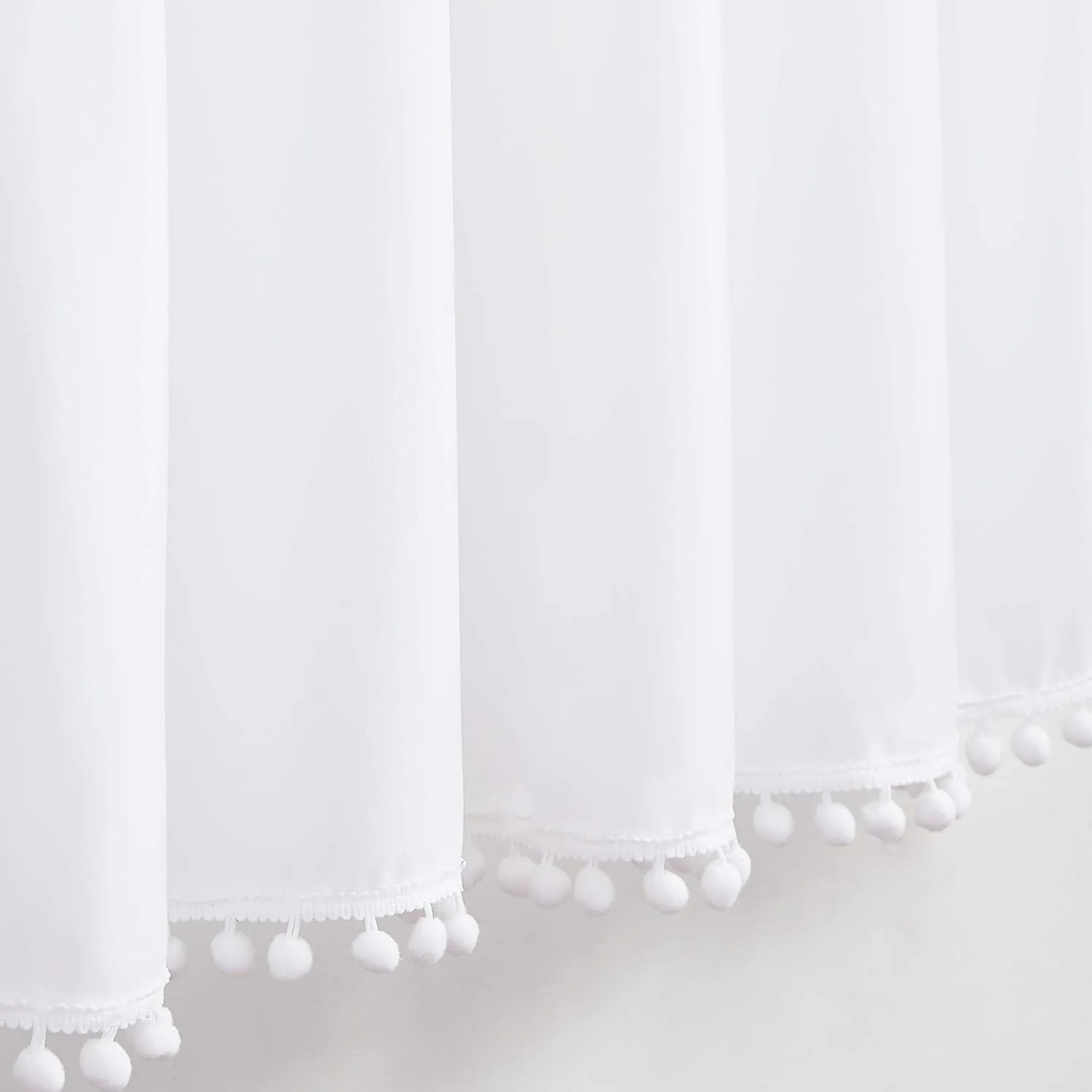 Treatmentex White Velvet Curtains for Bedroom Pompom Window Curtain Panels for Kids Girls Room Décor 95inches Length Luxury Soft Room Darkening Curtain Drapes for Nursery Room, Rod Pocket, 2pcs