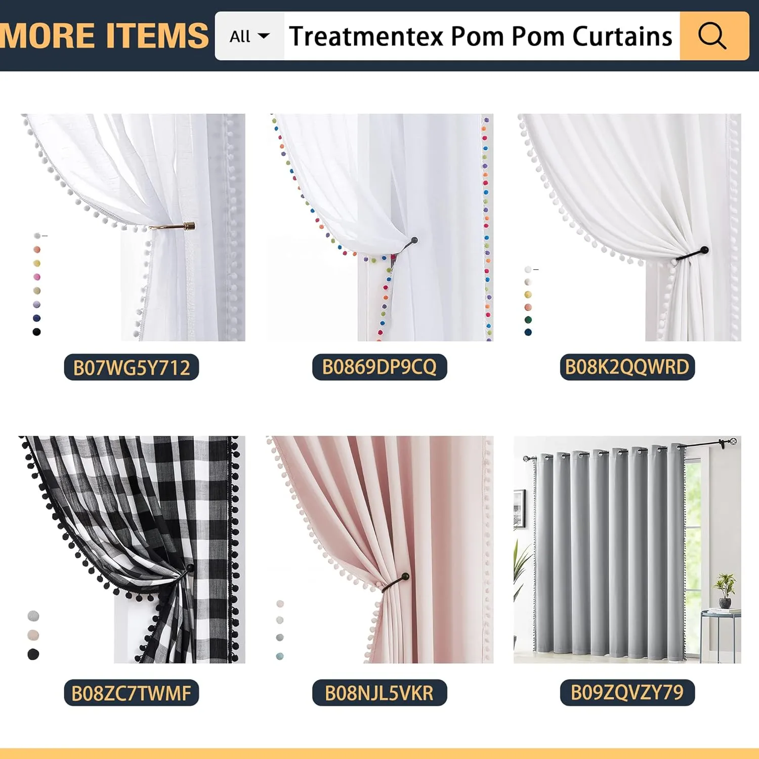 Treatmentex White Velvet Curtains for Bedroom Pompom Window Curtain Panels for Kids Girls Room Décor 95inches Length Luxury Soft Room Darkening Curtain Drapes for Nursery Room, Rod Pocket, 2pcs