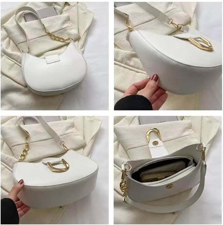 Trendy Genuine Underarm Shoulder Bags Women 2025 Luxury Crossbody Purses Half Moon Ladies Handbags