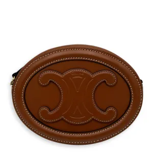 Triomphe Crossbody Bag Brown in Calfskin, Gold hardware