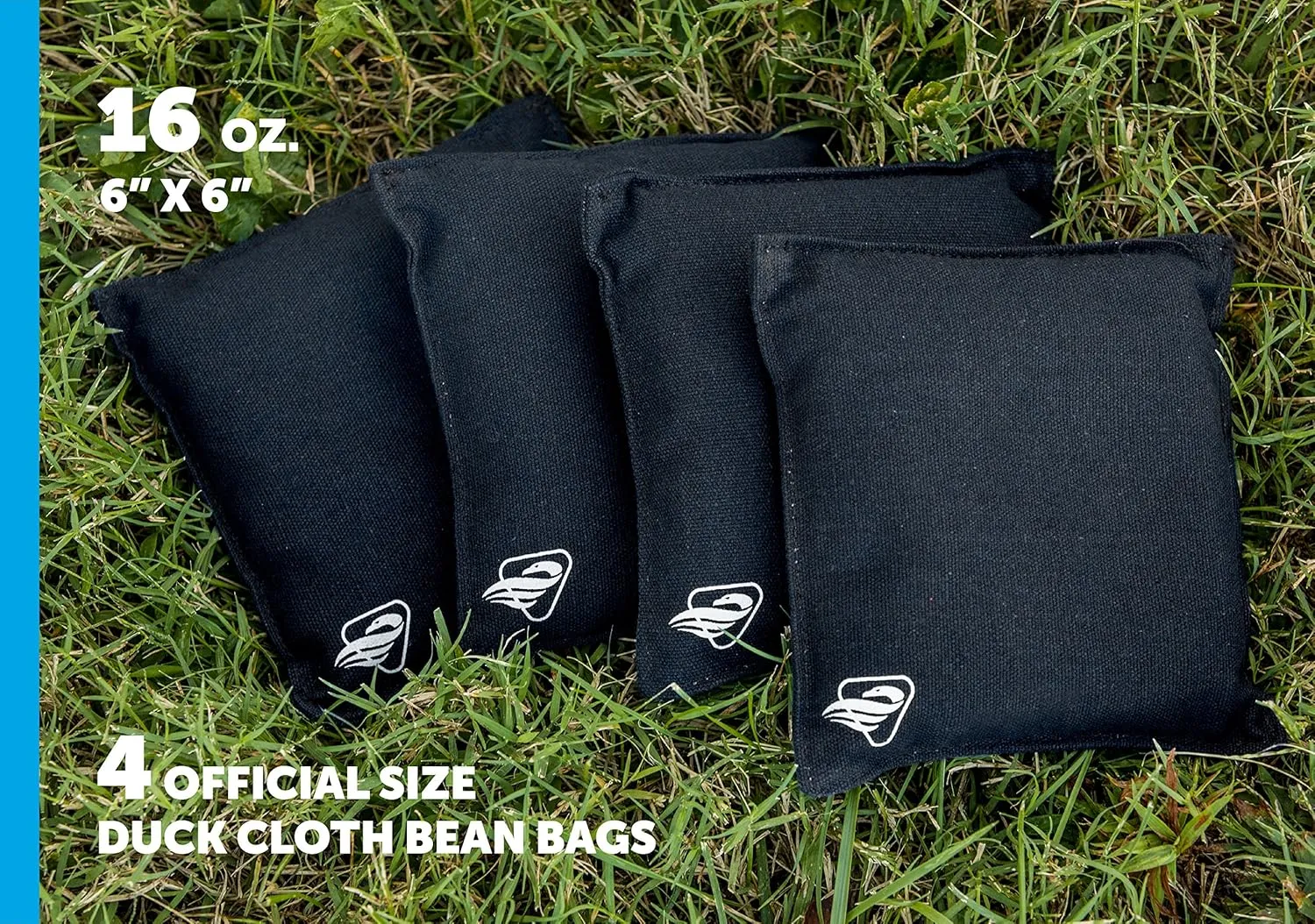 Triumph Sports Black Canvas Cornhole Bags – 4 Bags Included, Size 6" x 6" 16 oz (12-0055BK-2W)