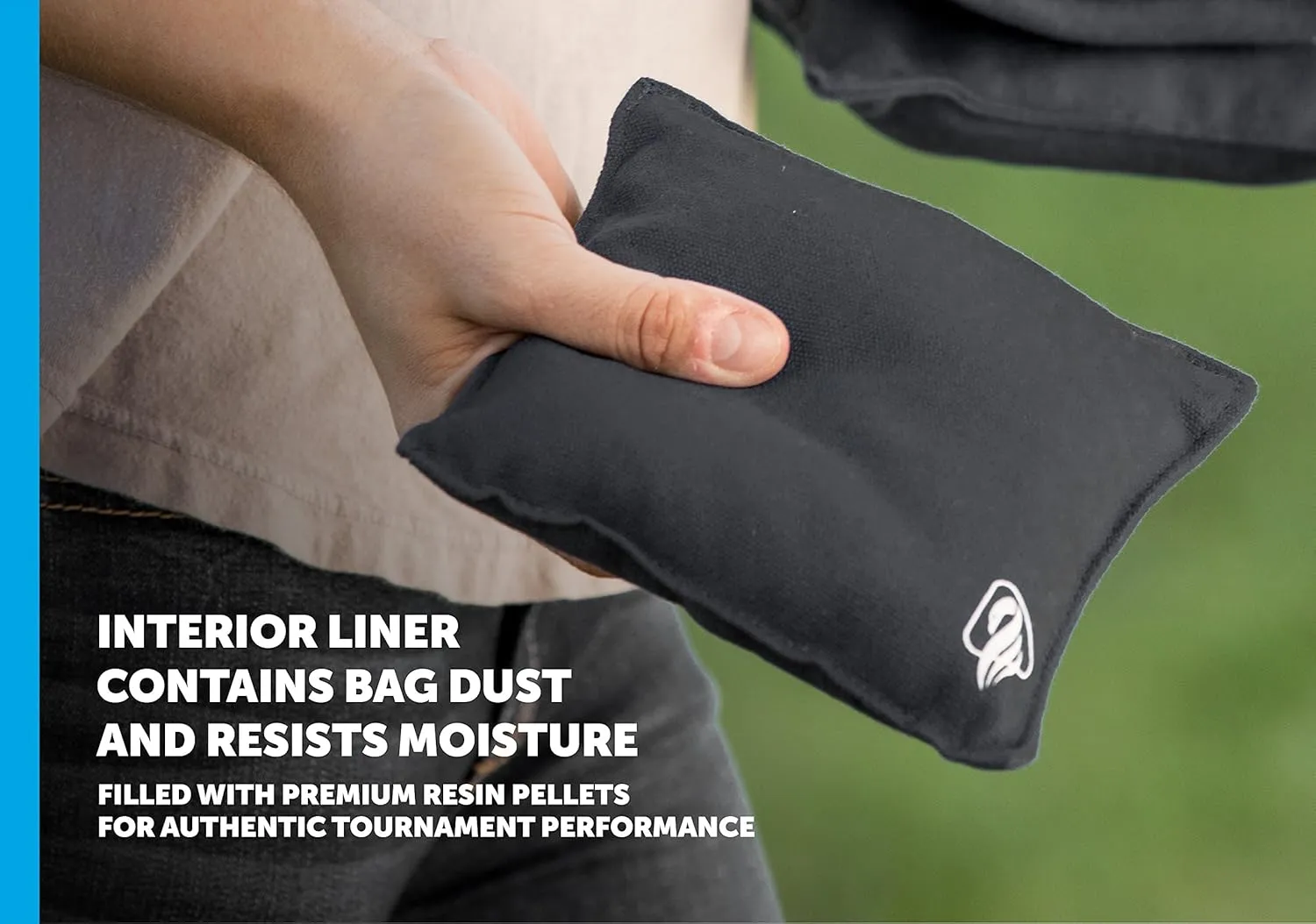 Triumph Sports Black Canvas Cornhole Bags – 4 Bags Included, Size 6" x 6" 16 oz (12-0055BK-2W)