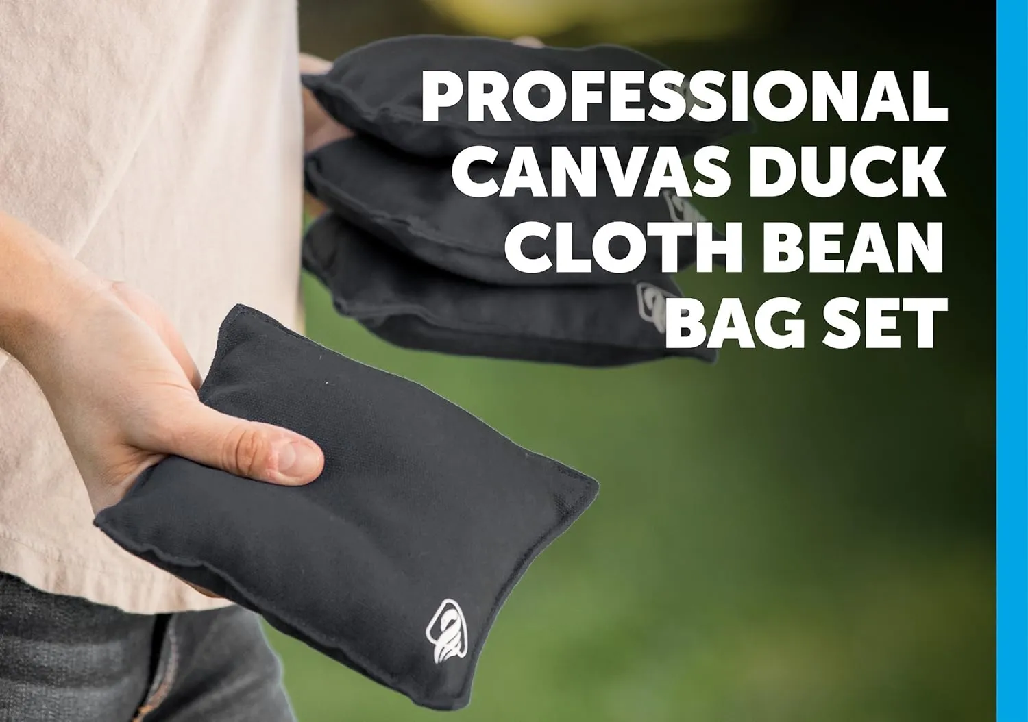 Triumph Sports Black Canvas Cornhole Bags – 4 Bags Included, Size 6" x 6" 16 oz (12-0055BK-2W)