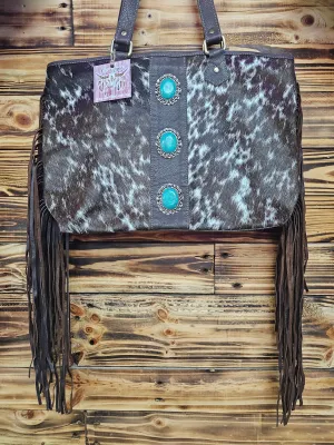 Turquoise & Fringe Tote Bag