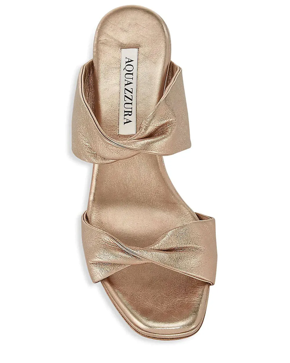 Twist Metallic Leather Wedge Mules in Light Copper
