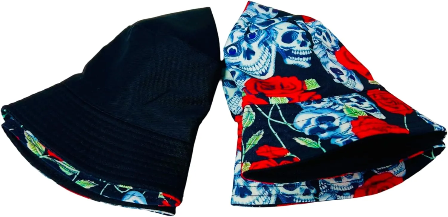 Unisex Bucket Hat Reversible Double-Side-Wear Packable for Travel, Outdoors, and Beach