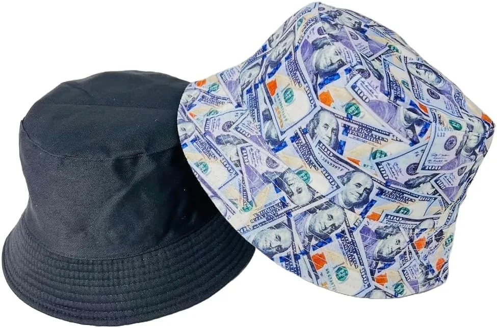 Unisex Bucket Hat Reversible Double-Side-Wear Packable for Travel, Outdoors, and Beach