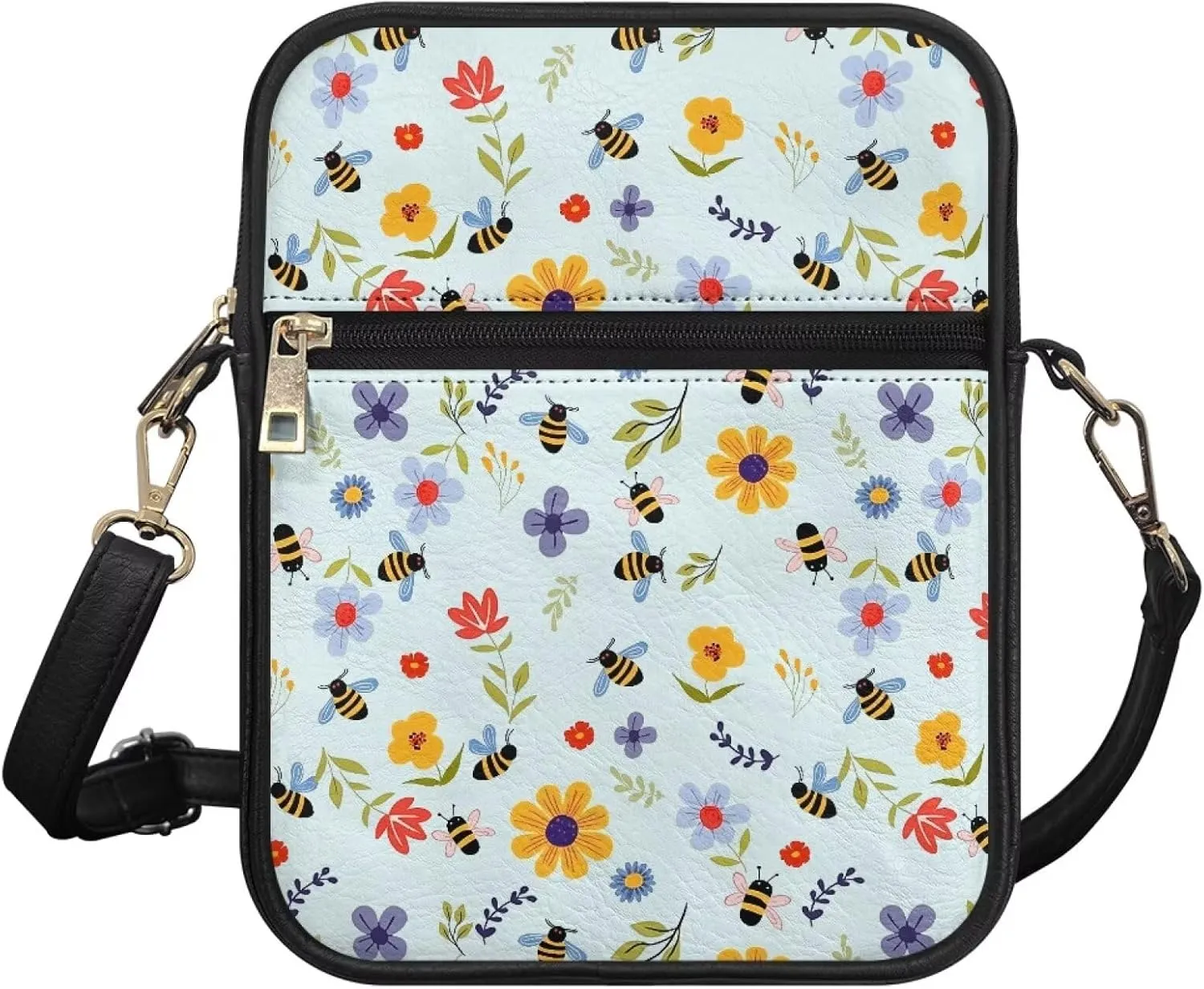 Unisex Leather Purse, Handbag Portable Crossbody Bag with Inside Card Slots Fashion Prints for Easter & Daily Uses