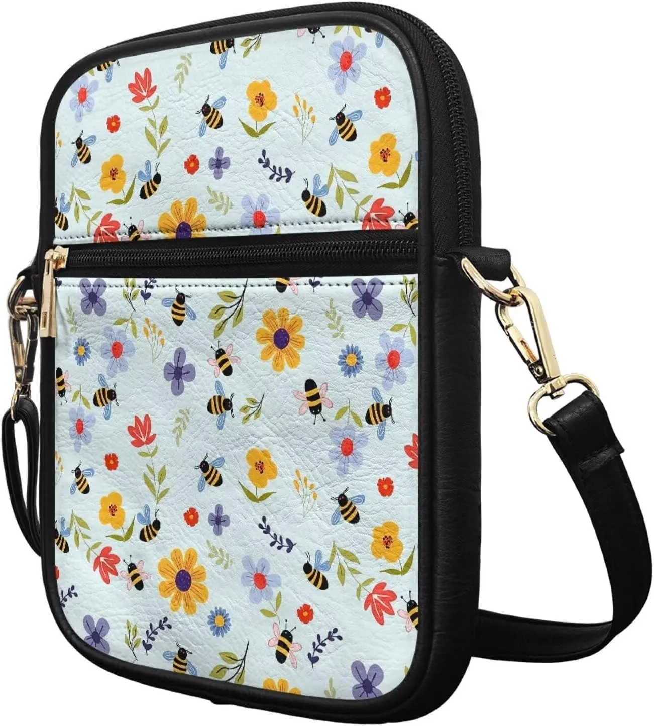 Unisex Leather Purse, Handbag Portable Crossbody Bag with Inside Card Slots Fashion Prints for Easter & Daily Uses