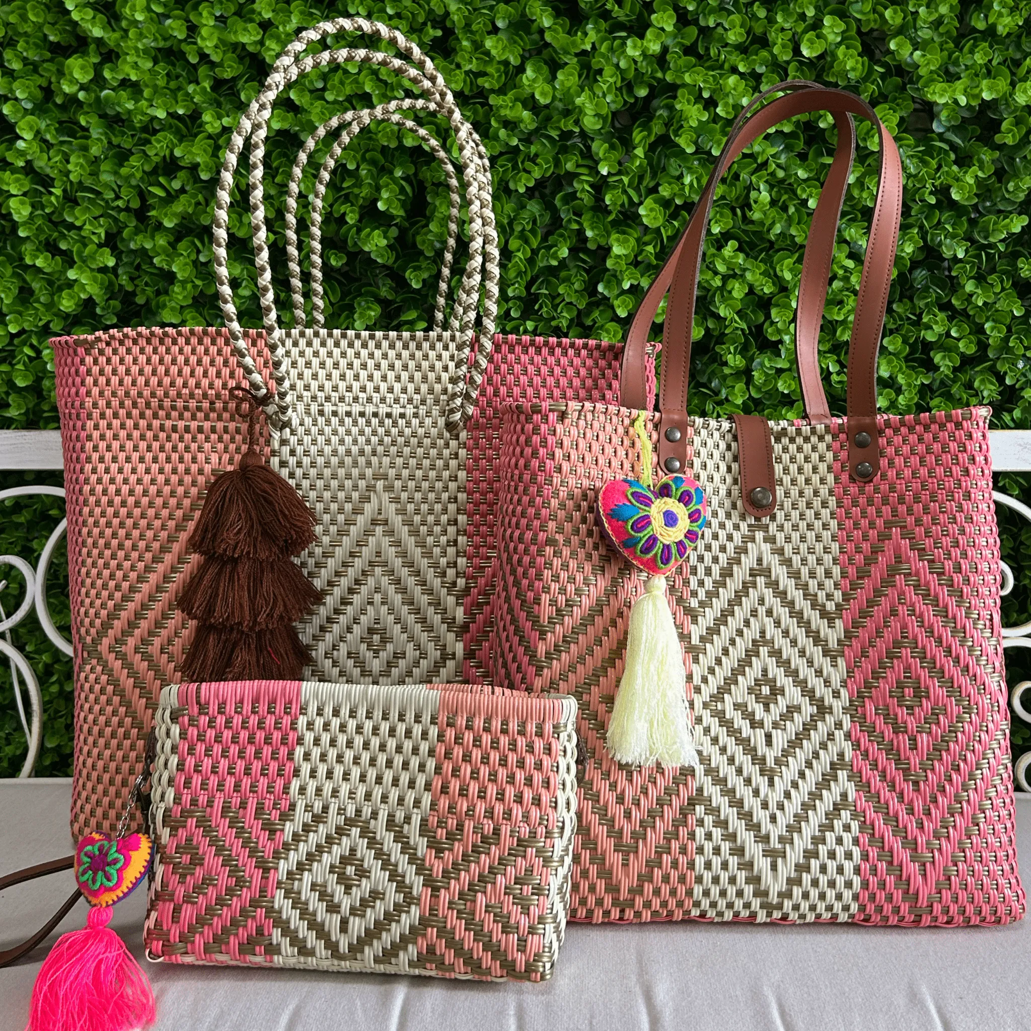 Upcycled Handwoven Handbags - Golden Rose BUNDLE